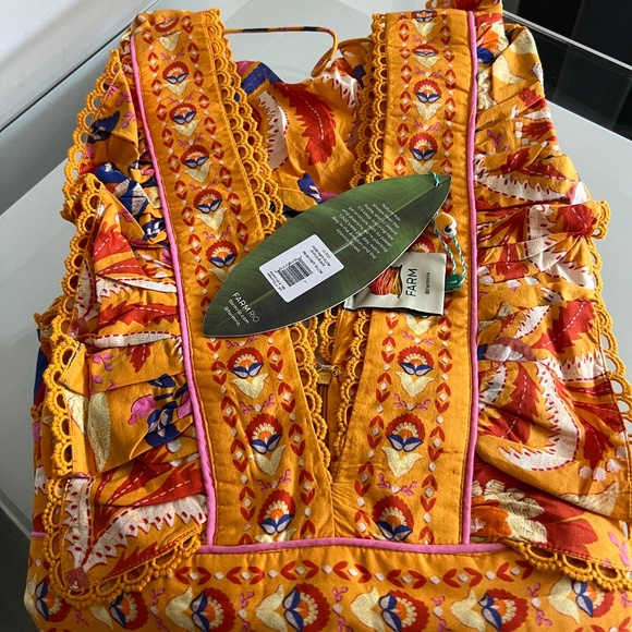 FARM Rio Tops - FARM RIO Palms Party Yellow Ruffled Blouse